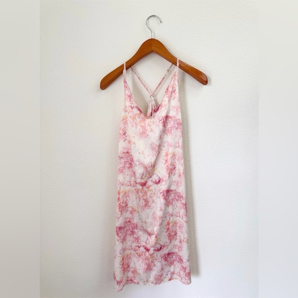 Stars Above Beautiful Pink and White Patterned Slip Dress Women’s Size Medium